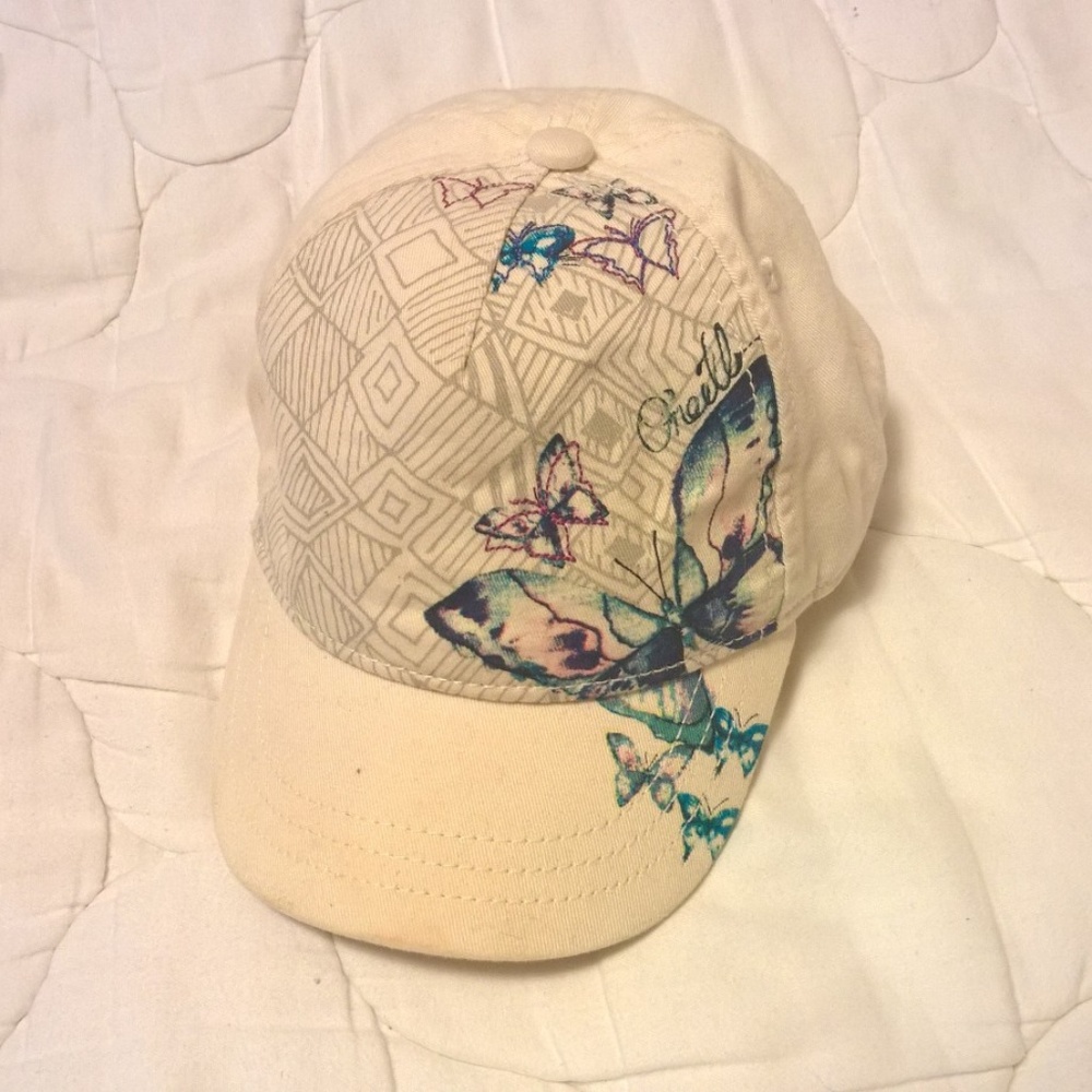 O'neill butterfly hat white teal purple